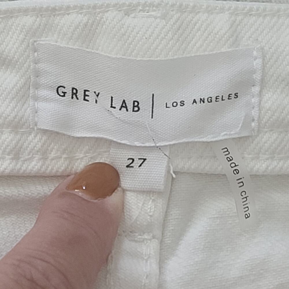 Grey Lab Hise rise destroyed straight leg jeans white women's Size 27 - Picture 10 of 11